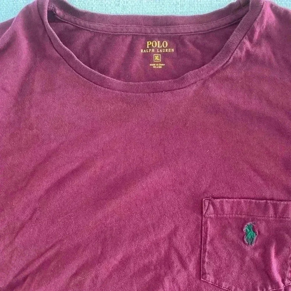 Polo Ralph Lauren Long Sleeve Crewneck Solid T-Shirt with Pony Burgundy Size XL - Picture 2 of 8